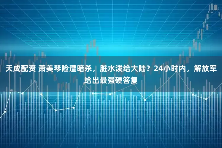 天成配资 萧美琴险遭暗杀，脏水泼给大陆？24小时内，解放军给出最强硬答复